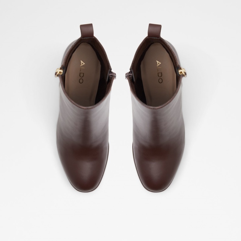 Dark Brown Leather Smooth Fashion Aldo Noemieflex Ankle Boot