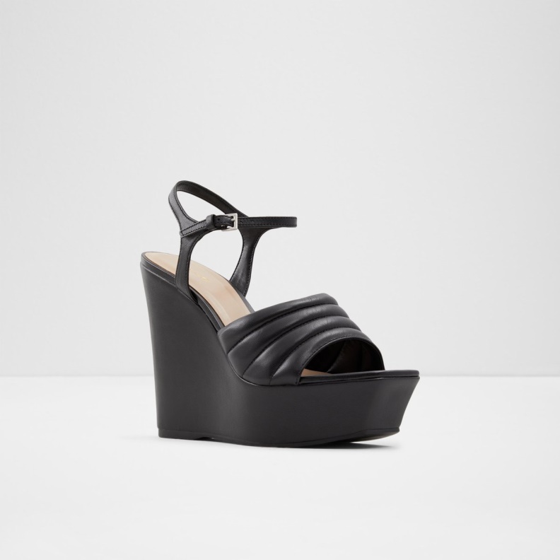 Black Fashion Aldo Parri Heeled Sandal Wedge Heel