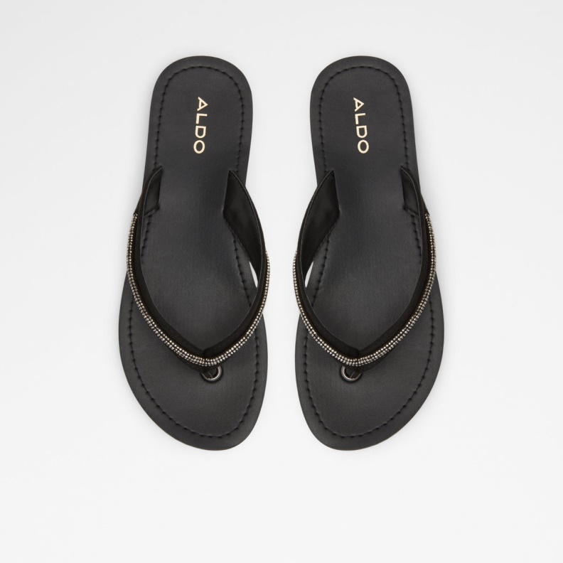 Black Fashion Aldo Polo Flip Flop Wedge Heel
