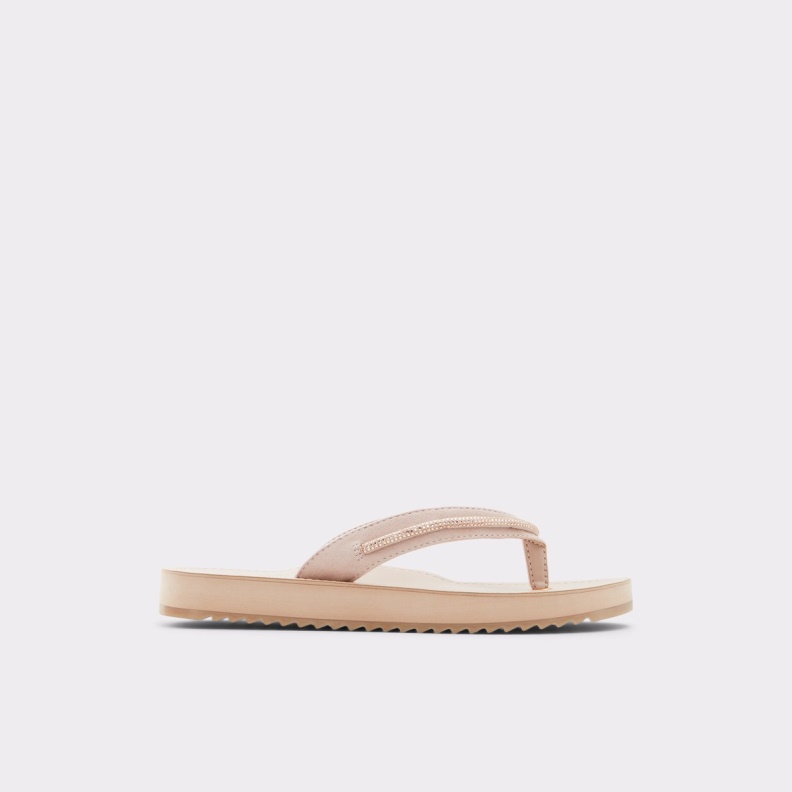 Rose Gold Aldo Fashion Polo Flip Flop Wedge Heel