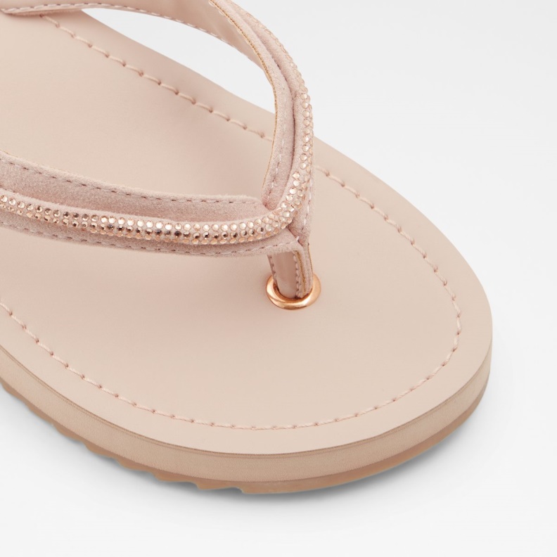 Rose Gold Aldo Fashion Polo Flip Flop Wedge Heel