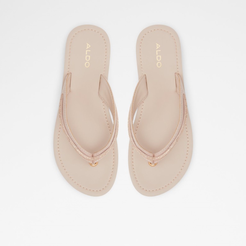 Rose Gold Aldo Fashion Polo Flip Flop Wedge Heel