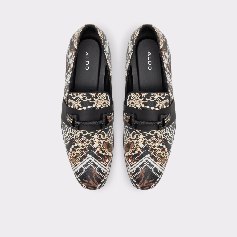 Popluxe Loafer Black Leather Print Aldo Fashion