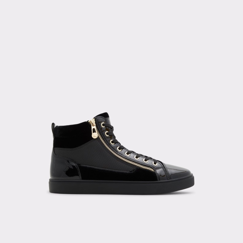 Fashion Black Synthetic Velvet Popstar High Top Sneaker Cup Sole Aldo