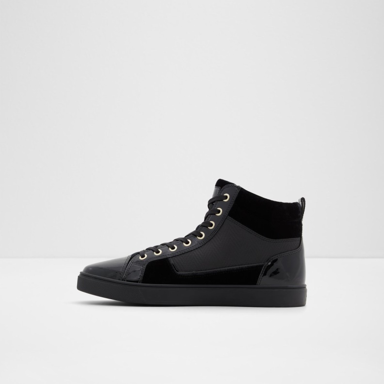 Fashion Black Synthetic Velvet Popstar High Top Sneaker Cup Sole Aldo