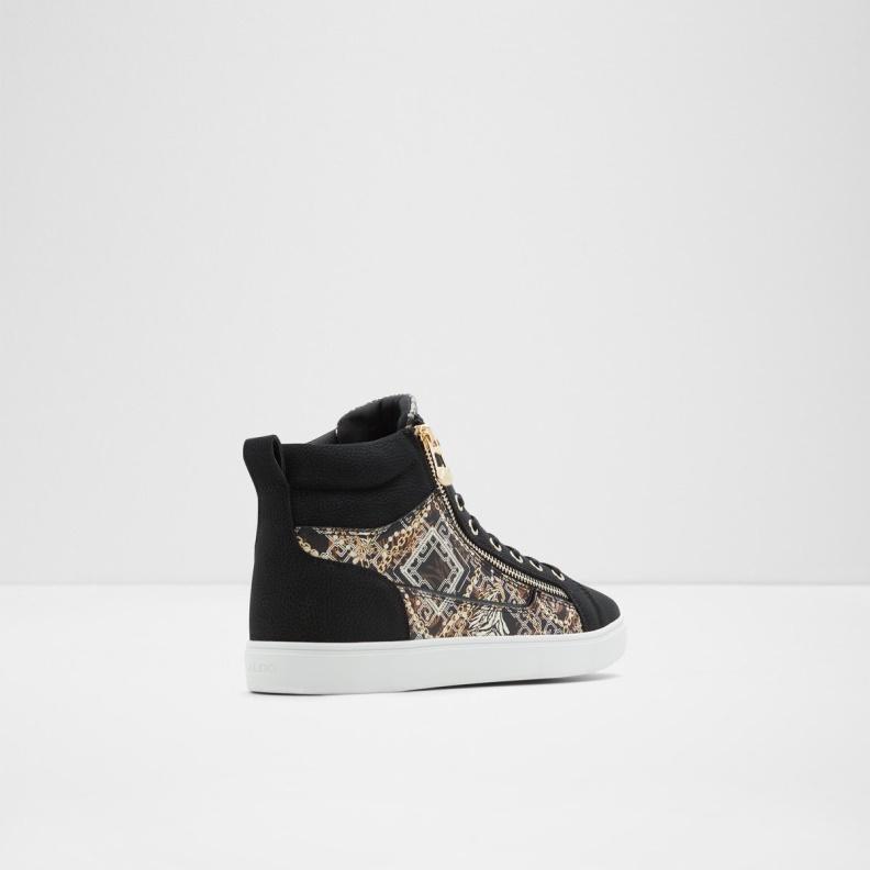 Fashion Black Synthetic Print Popstar High Top Sneaker Cup Sole Aldo