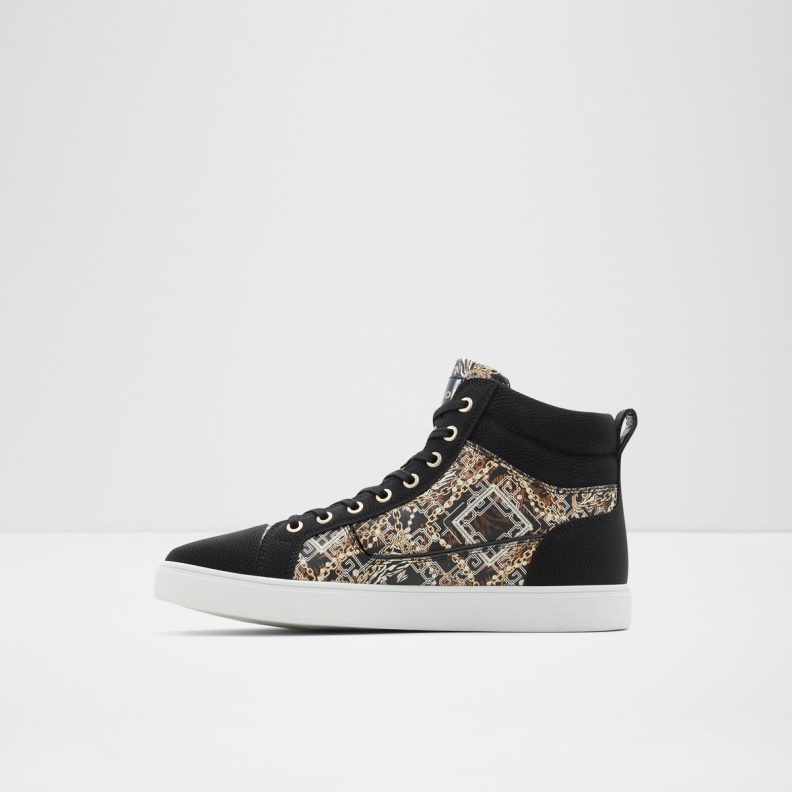 Fashion Black Synthetic Print Popstar High Top Sneaker Cup Sole Aldo