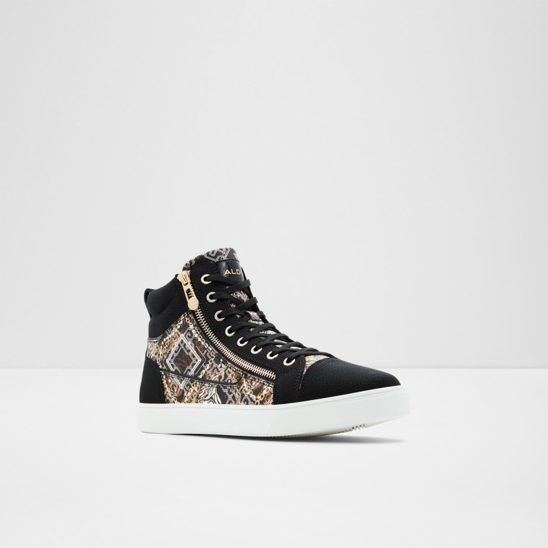 Fashion Black Synthetic Print Popstar High Top Sneaker Cup Sole Aldo