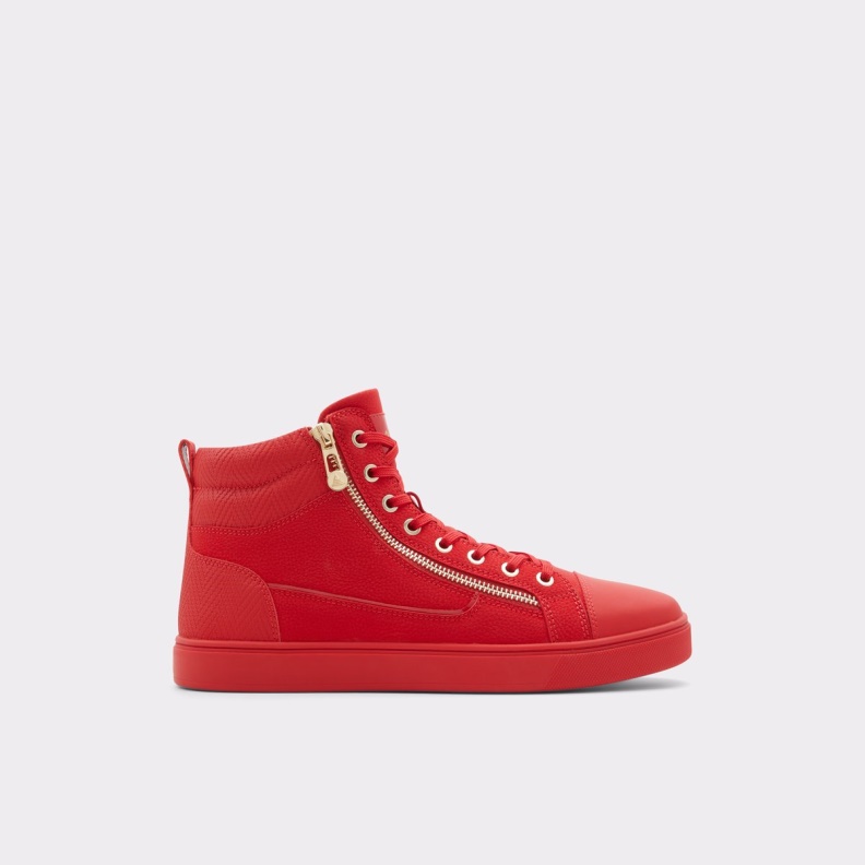 Fashion Aldo Bright Red Popstar High Top Sneaker Cup Sole