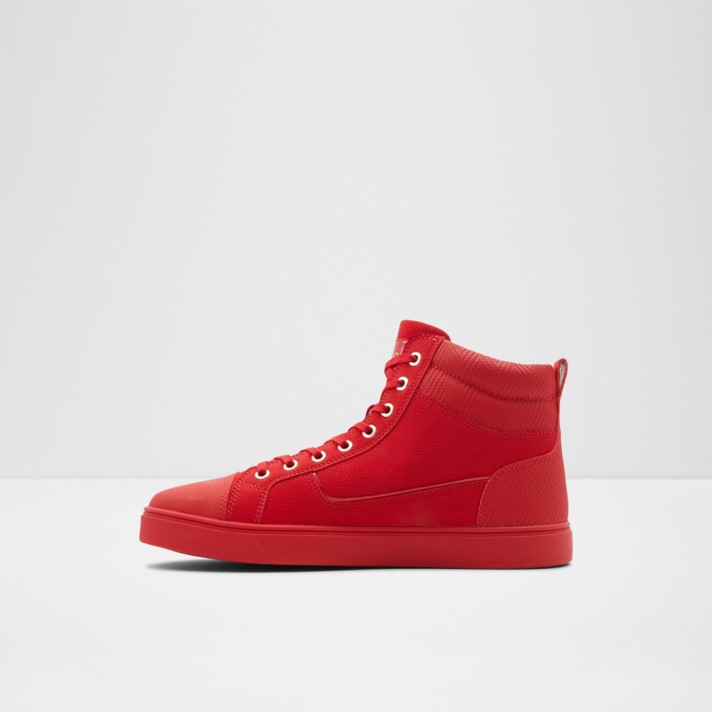 Fashion Aldo Bright Red Popstar High Top Sneaker Cup Sole