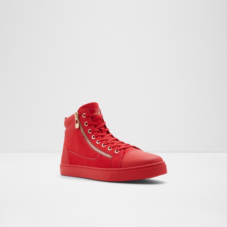 Fashion Aldo Bright Red Popstar High Top Sneaker Cup Sole
