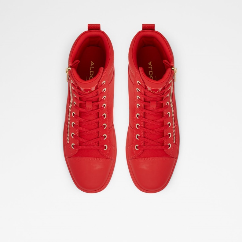 Fashion Aldo Bright Red Popstar High Top Sneaker Cup Sole