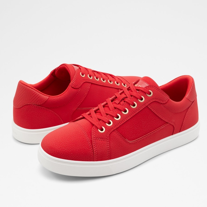 Fashion Aldo Bright Red Popstep High Top Sneaker Cup Sole