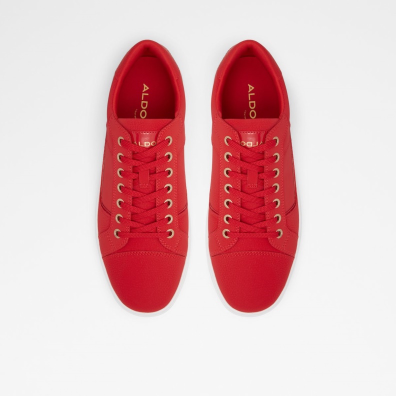 Fashion Aldo Bright Red Popstep High Top Sneaker Cup Sole