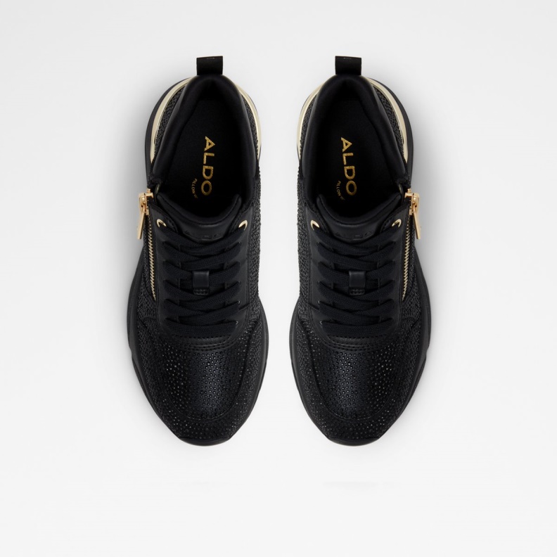 Aldo Black Fashion Quartz Jogger Sole Sneaker Wedge Heel