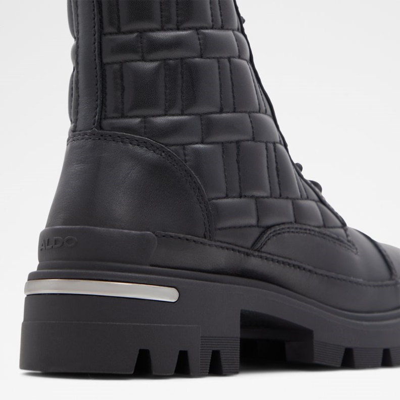 Aldo, Schwarzes Leder, Glatte Mode-Steppdecke