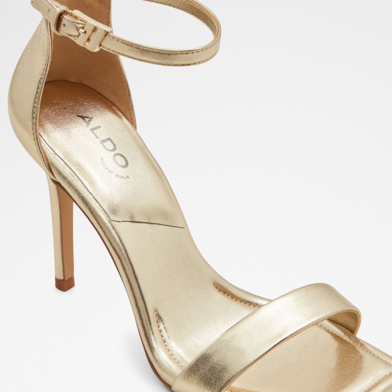 Aldo Fashion Gold New Arrival Renza Ankle Strap Heeled Sandal Stiletto Heel