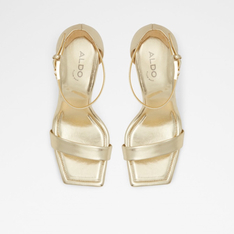 Aldo Fashion Gold New Arrival Renza Ankle Strap Heeled Sandal Stiletto Heel