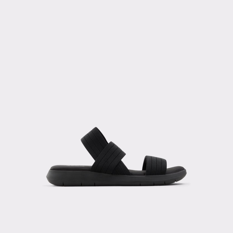 Fashion Aldo Reposa Sling Back Flat Sandal Black Textile Elastic