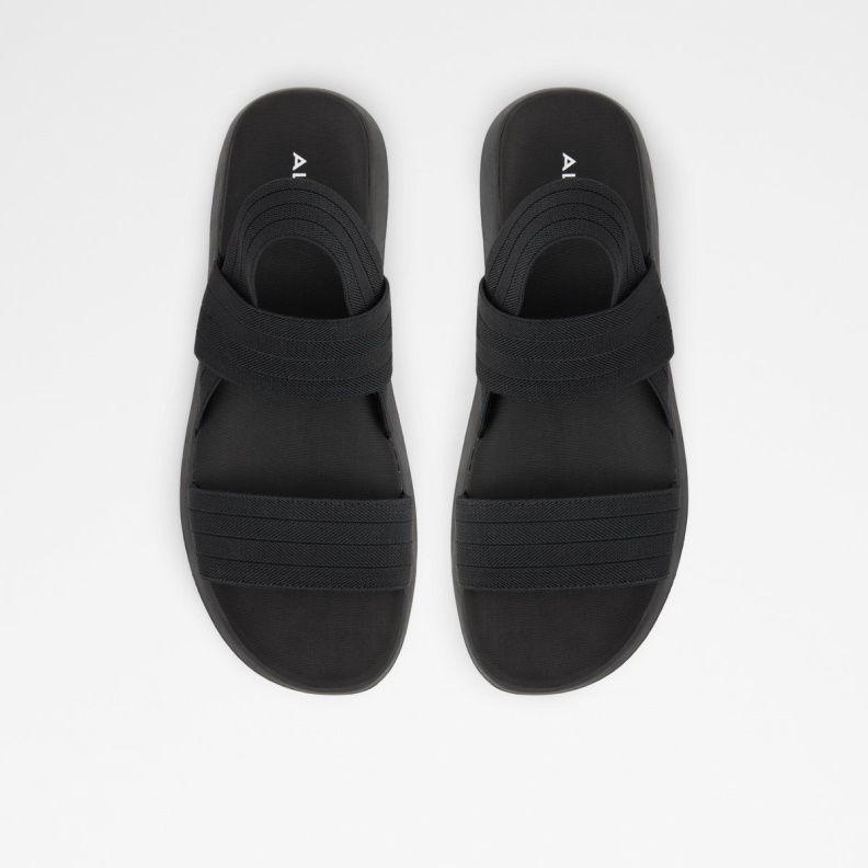 Fashion Aldo Reposa Sling Back Flat Sandal Black Textile Elastic