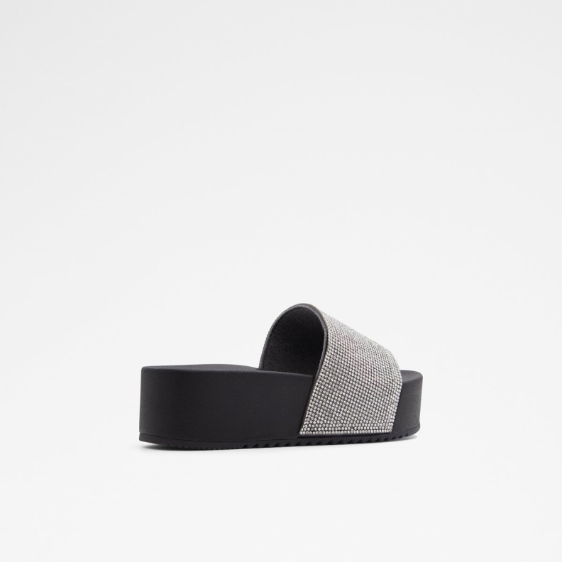 Fashion Aldo Black-Silver Multi Retrograde Flip Flops