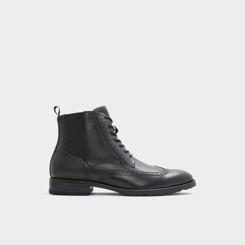 Black Leather Smooth Salinger Lace-Up Boot Fashion Aldo