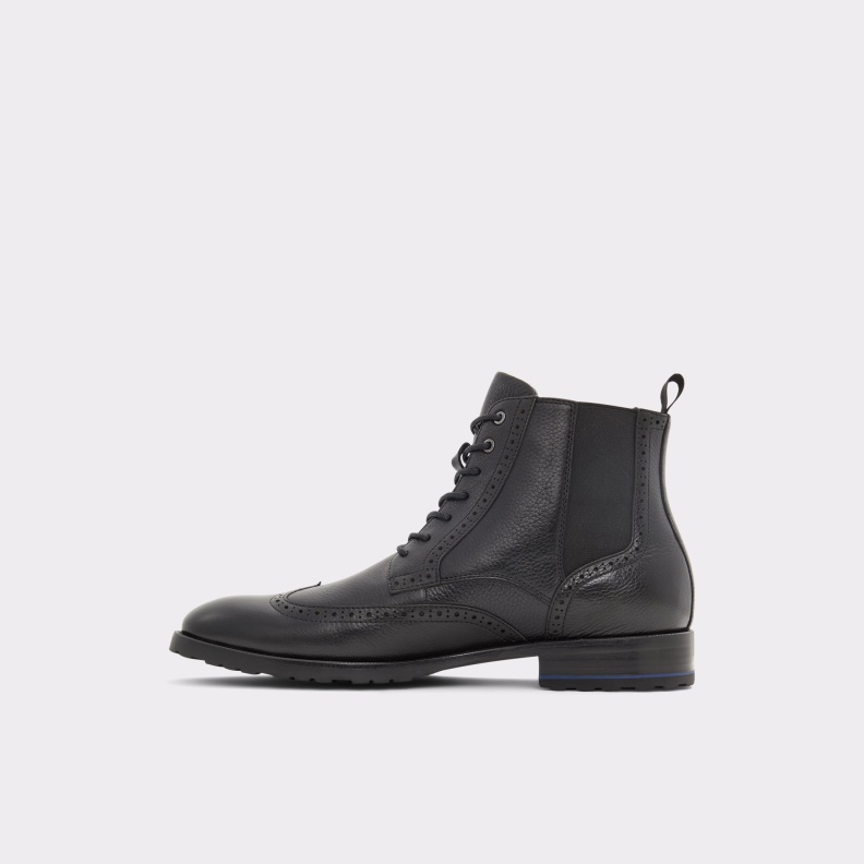 Black Leather Smooth Salinger Lace-Up Boot Fashion Aldo