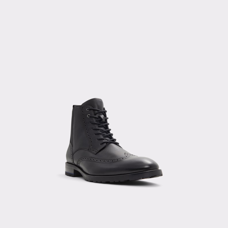 Black Leather Smooth Salinger Lace-Up Boot Fashion Aldo