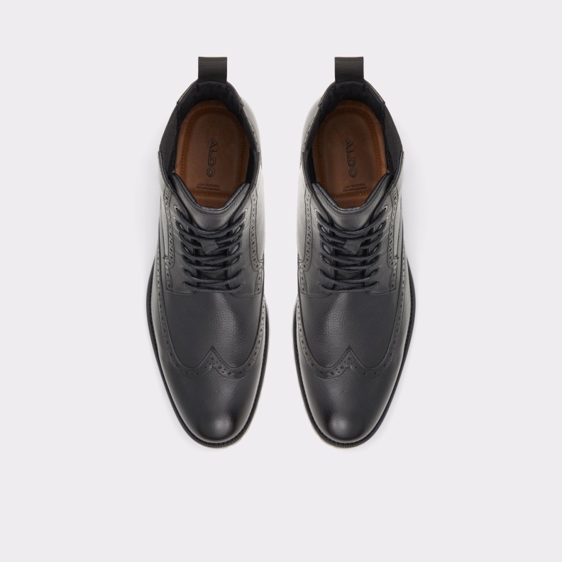 Black Leather Smooth Salinger Lace-Up Boot Fashion Aldo