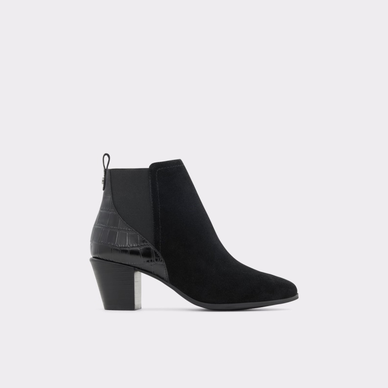 New Arrival Savun Chelsea Boot Block Heel Fashion Black Leather Mixed Material Aldo