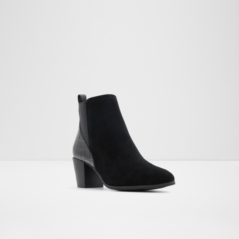 New Arrival Savun Chelsea Boot Block Heel Fashion Black Leather Mixed Material Aldo