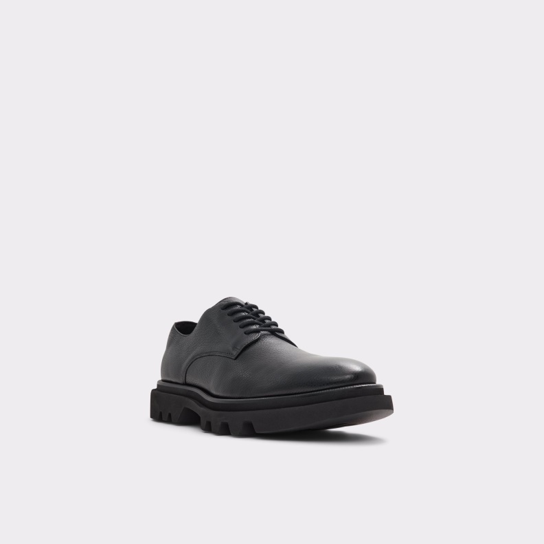 Fashion Aldo Black Leather Grainy New Arrival Sergei Oxford Shoe Lug Sole