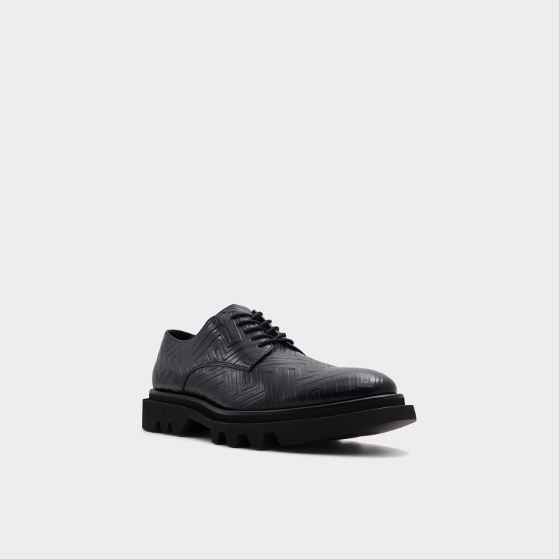 Black Leather Embossed New Arrival Sergei Oxford Shoe Lug Sole Aldo Fashion