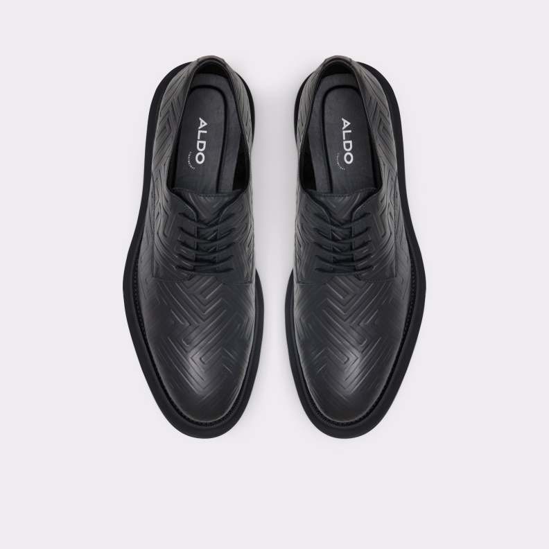 Black Leather Embossed New Arrival Sergei Oxford Shoe Lug Sole Aldo Fashion