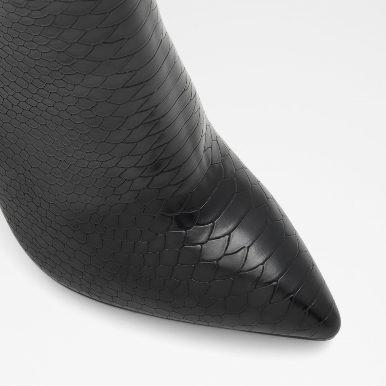 Black Synthetic Snake Fashion Aldo Sophialaan Knee-High Boot Stiletto Heel