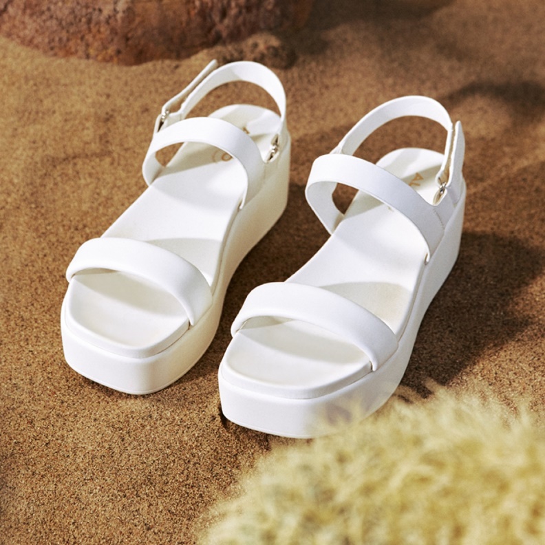 Aldo White Fashion Tisdal Strappy Wedge Sandal Wedge Heel