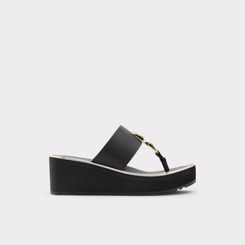 Toea Thong Sandal Wedge Heel Black Aldo Fashion