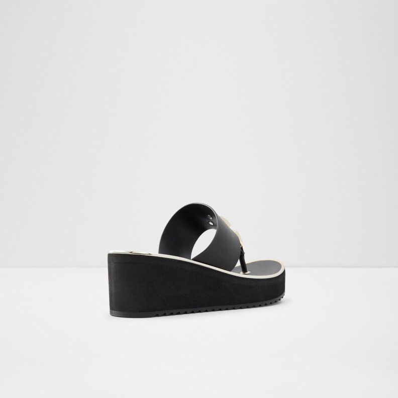 Toea Thong Sandal Wedge Heel Black Aldo Fashion