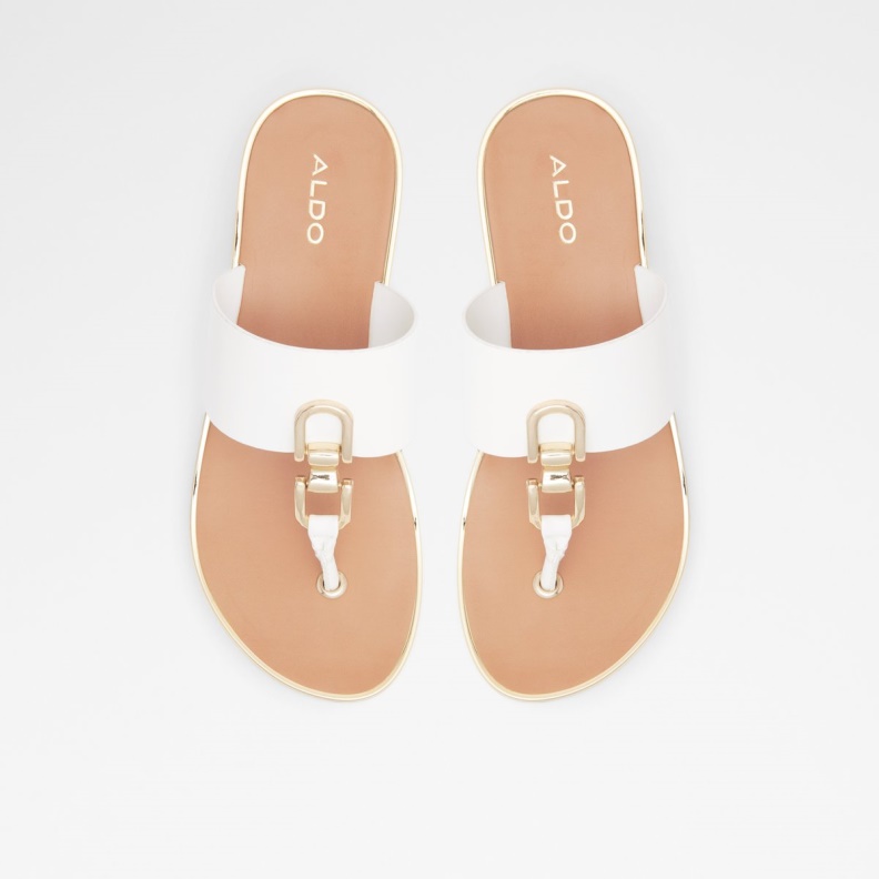 Fashion White Aldo Toea Thong Sandal Wedge Heel