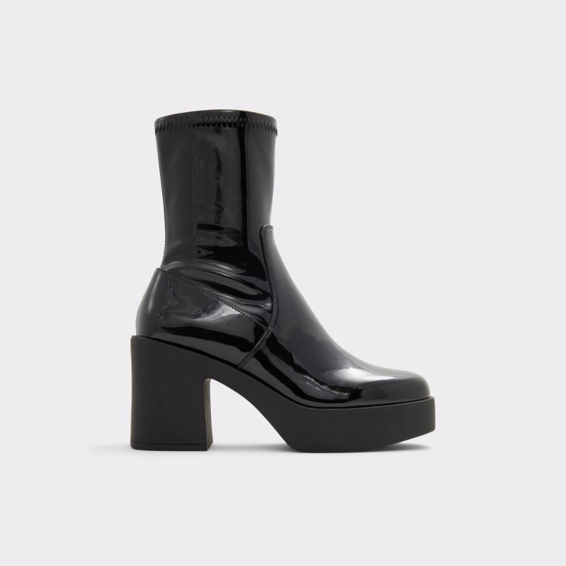 Fashion Aldo Upstep Ankle Boot Black Synthetic Patent