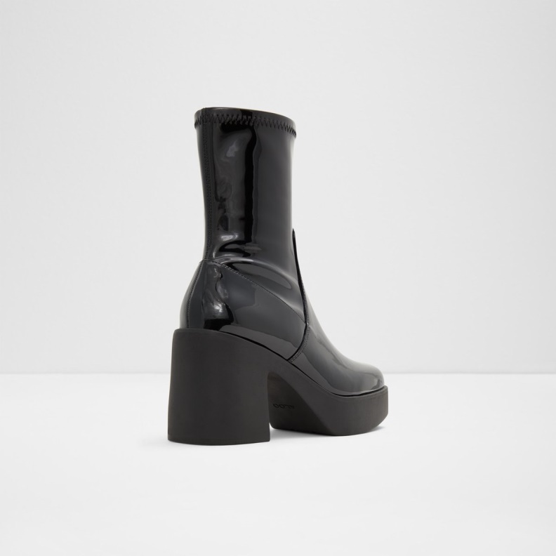 Fashion Aldo Upstep Ankle Boot Black Synthetic Patent