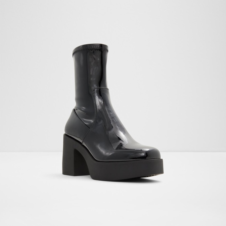 Fashion Aldo Upstep Ankle Boot Black Synthetic Patent