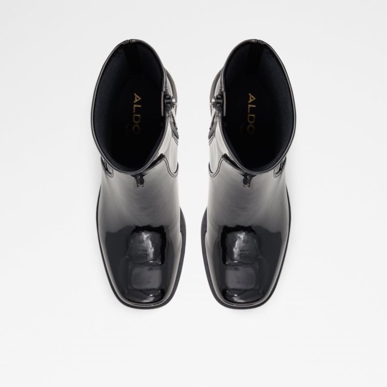 Fashion Aldo Upstep Ankle Boot Black Synthetic Patent