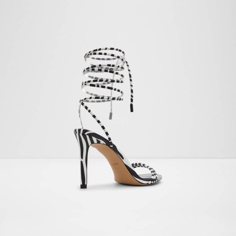 Black-White Fashion Aldo Yberrar Strappy Heeled Sandal Stiletto Heel