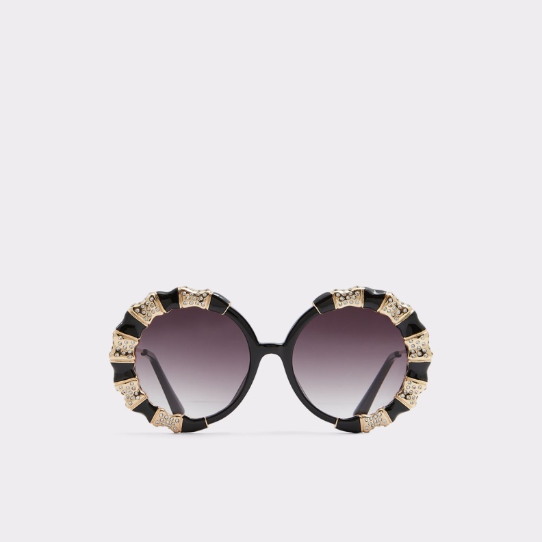 Fashion Aldo Black-Gold Multi Zeamas Round Sunglasses