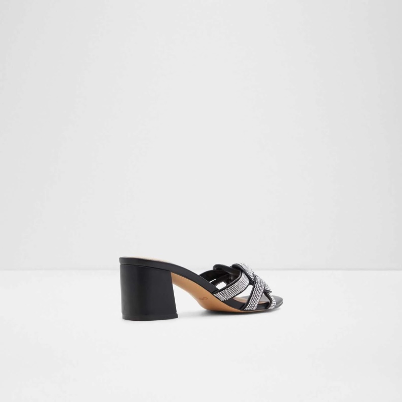 Aldo Fashion Black Grandly Heeled Sandals Slip Ons