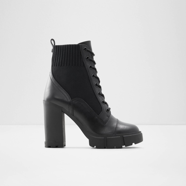 Aldo Fashion Black Rebel Ankle Boots Lace Up