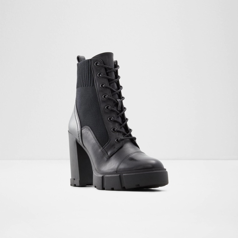 Aldo Fashion Black Rebel Ankle Boots Lace Up