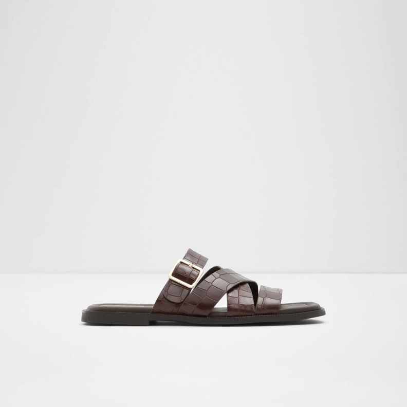 Brown Dampel Flat Sandals Aldo Fashion