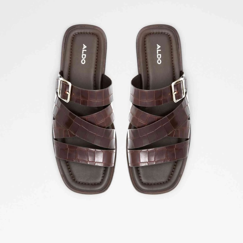 Brown Dampel Flat Sandals Aldo Fashion